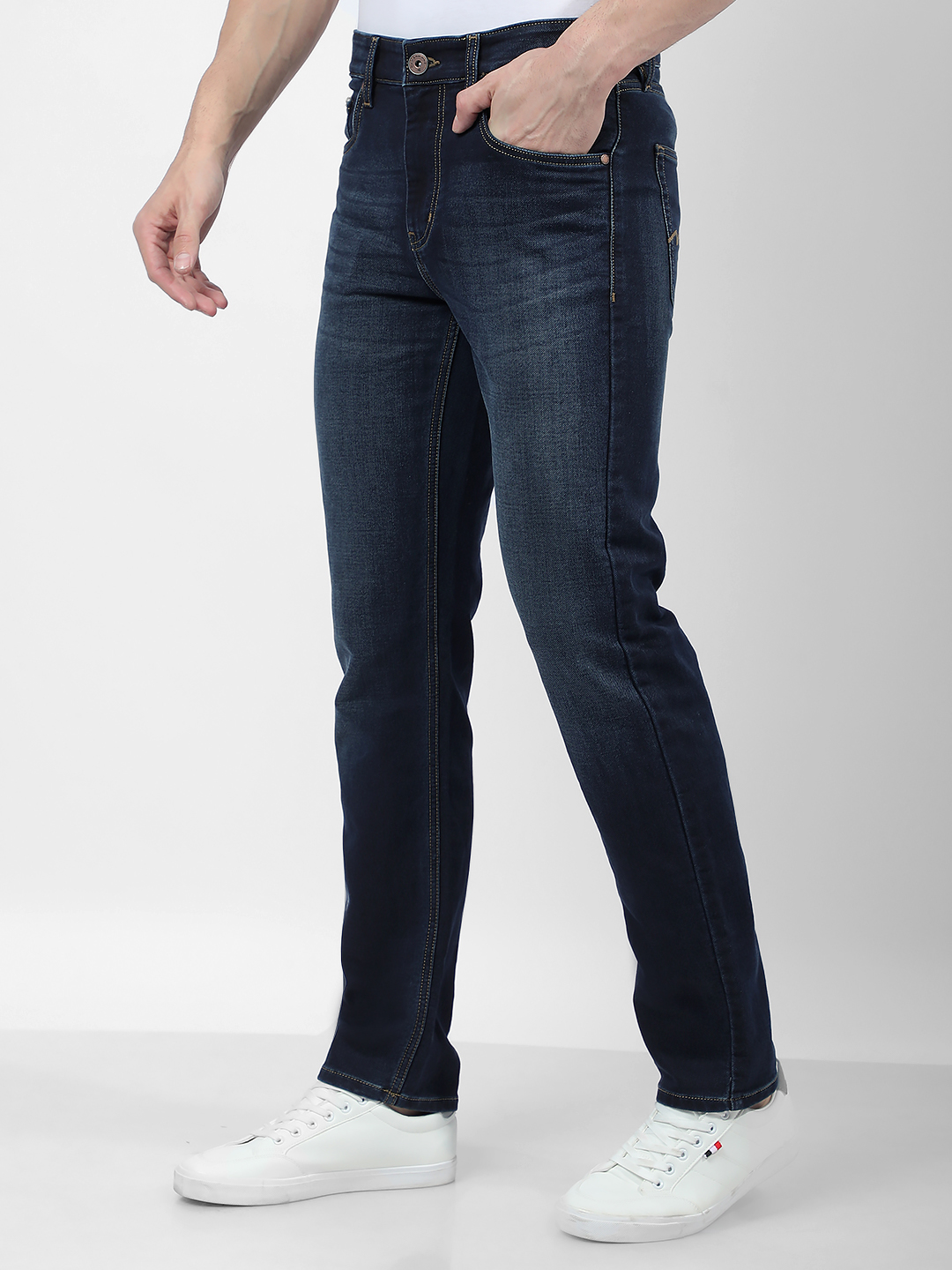 Numero Uno Men Faded Dark Blue Jeans